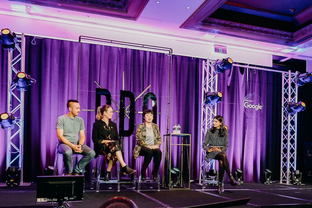 DDO2023 Kevin Shimota, Rhonda Karl, Kathy Chen and Chandni Patel on stage