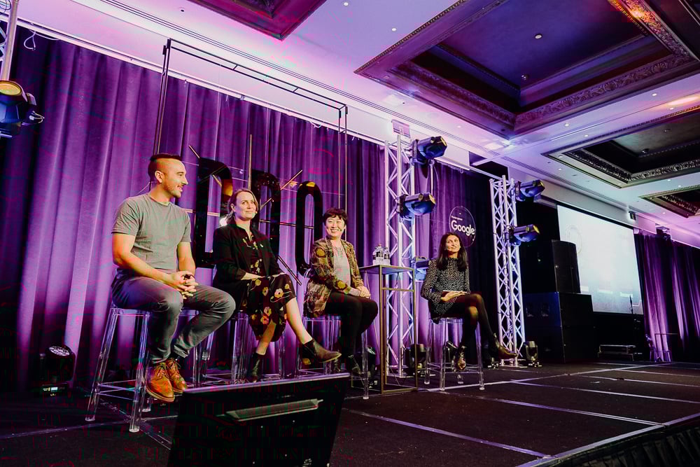 DDO2023 Kevin Shimota, Rhonda Karl, Kathy Chen and Chandni Patel on stage