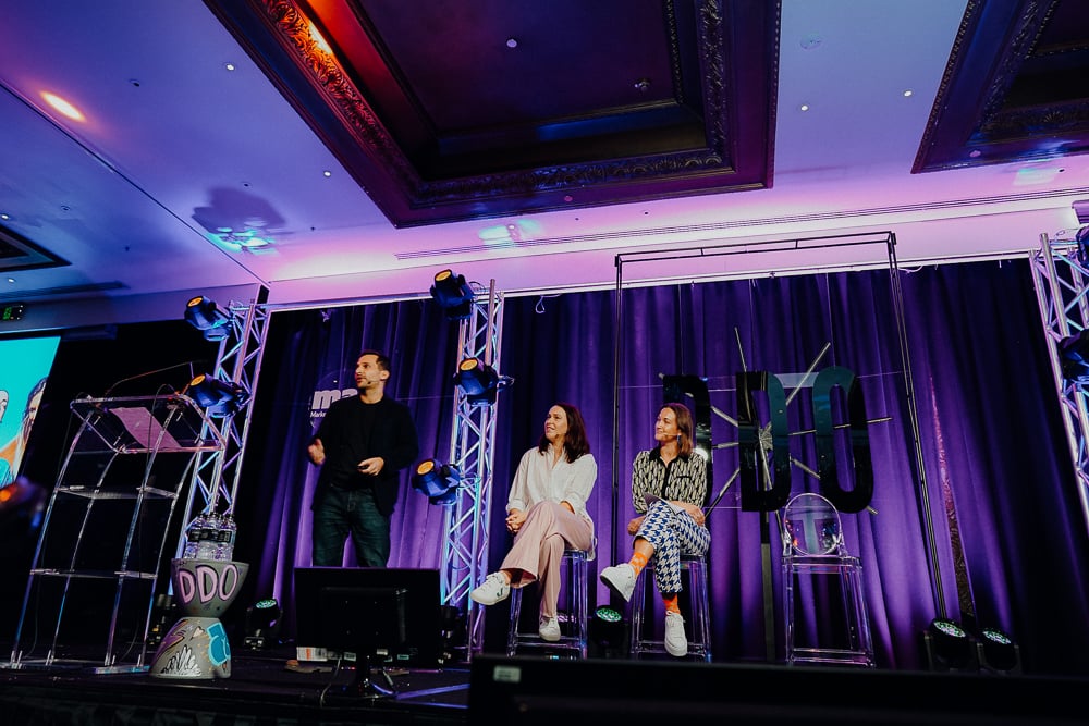 DDO2023 Nick Dellabarca, Ashleigh Smith and Liz Richards on stage