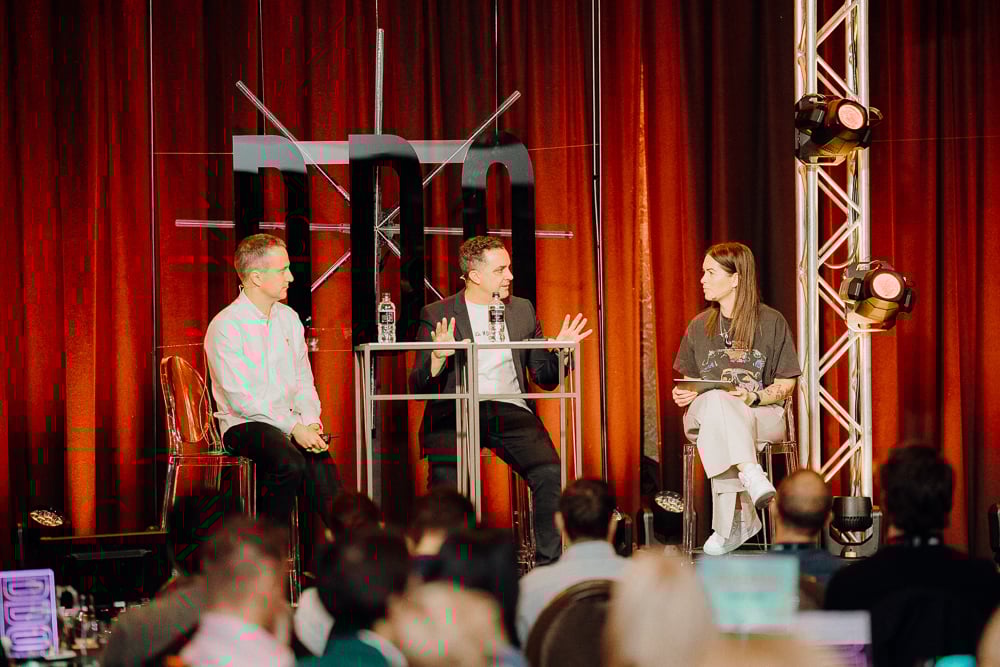 DDO2023 Richard Pook, Matt Farrugia and MC Nadia Phillips on stage
