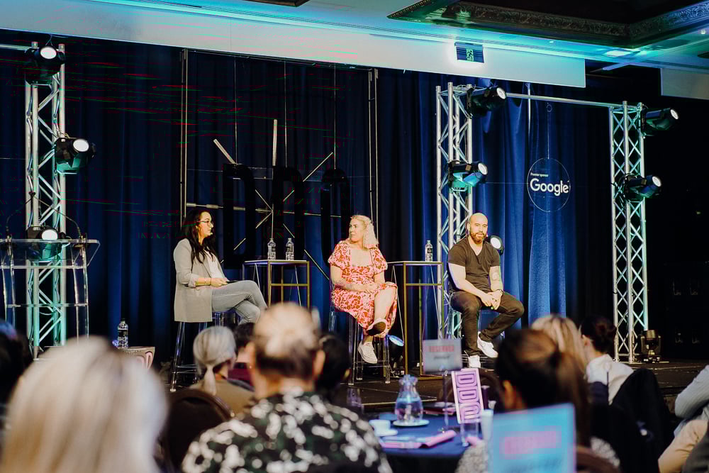 DDO2023 Rachel Crockett, Kimberley Harcombe and Stanley Henry on stage