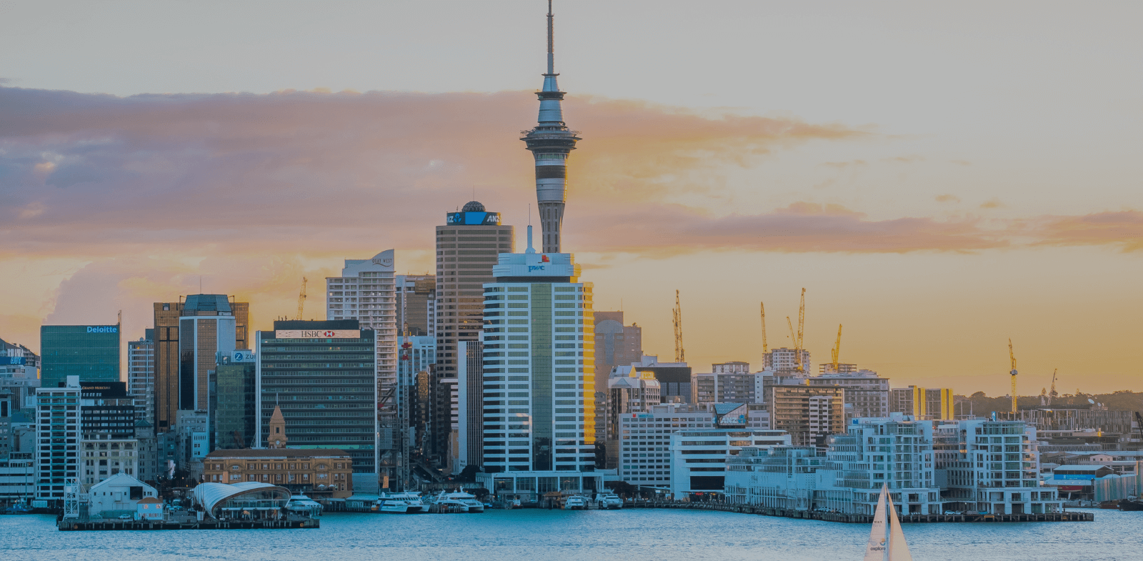 Shot of Auckland City skyline with Skytower