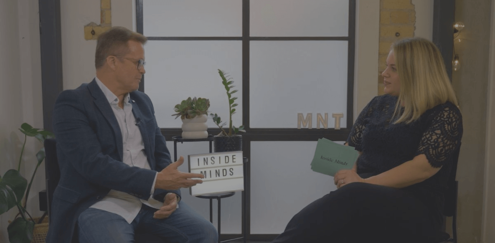 Shot of John Miles and Alice Moore during Mint Design's Inside Minds interview