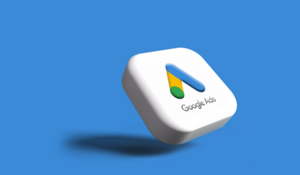 Google ads app icon on blue background